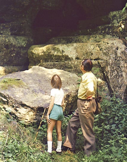 Jeanne D'Aout and her dad exploring (she was 7).